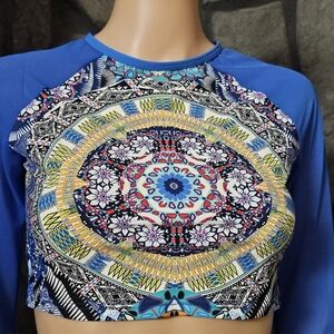 Red Carters Mesh long sleeve swim suit top